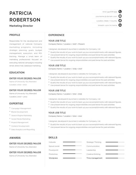 Classic Resume Template 120670 Color Grey Ms Word Resumeway