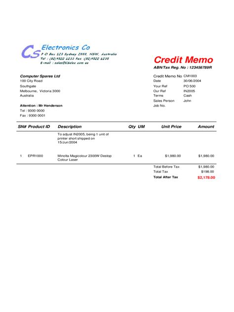 Credit Memo Template 4 Free Templates In Pdf Word Excel Download