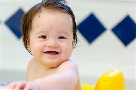 Baby Boy Taking A Bath Stock Photo Download Image Now Asian And