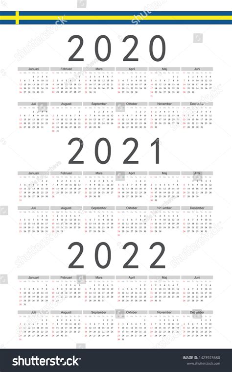Set Rectangle Swedish 2020 2021 2022 Stock Vector Royalty Free
