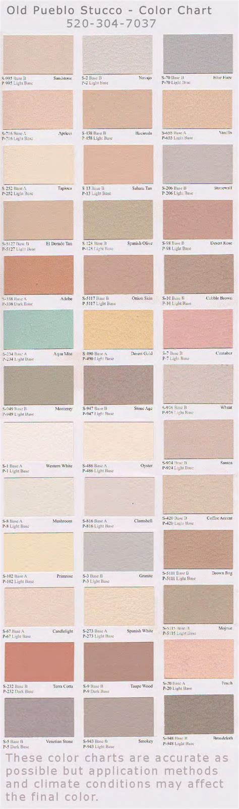 Synthetic Stucco Color Chart