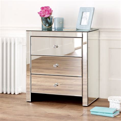Wide Bedside Table With 3 Drawers All Home Living