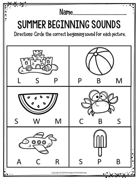 Summer Printable Preschool Worksheets The Keeper Of The Memories