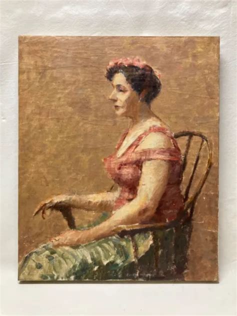 Antique European Impressionist Oil Painting Portrait Of A Lady Woman D Picclick