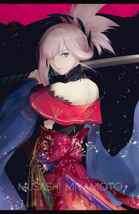 Miyamoto Musashi Fate Grand Order Okita Souji Kimono Wink Fan