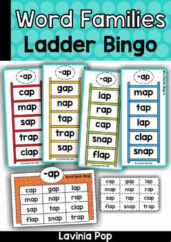 Give your first grader practice sounding out, writing, and reading these six words with the ack sound. Word Family Ladder Bingo by Lavinia Pop | Teachers Pay ...