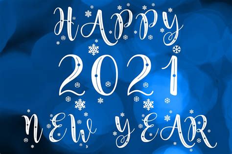 Happy 2021 New Year On Blue Bokeh Background Creative Commons Bilder