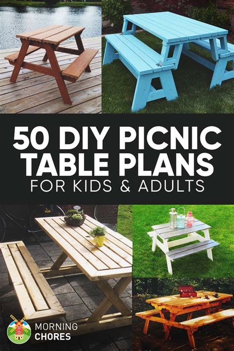 No registration and no email required! 50 Free DIY Picnic Table Plans for Kids and Adults