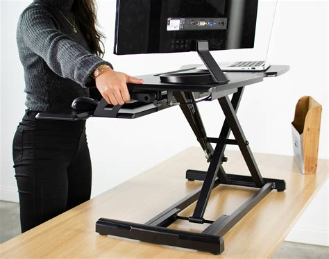 Vivo Black Height Adjustable Standing Desk Monitor Riser 33 Sit Stand