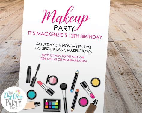 Makeupcosmetics Party Invitation Printable Invitations Girl Spa