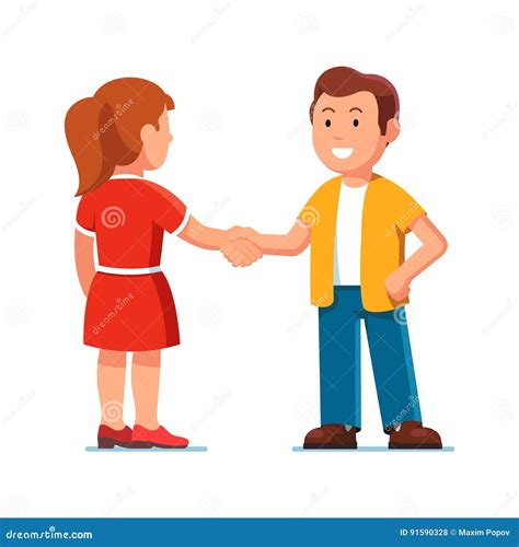 Man And Woman Standing Together And Shaking Hands Stock Vector