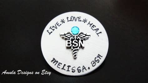 Bsn Nursing Personalized Pin Handstamped Nursing Pin Nurse