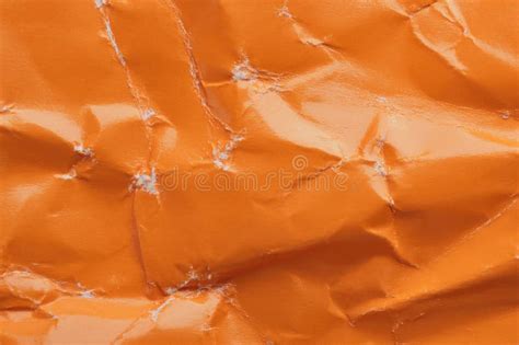 Orange Crumpled Paper Background With Folds Texture Stock Photo Image