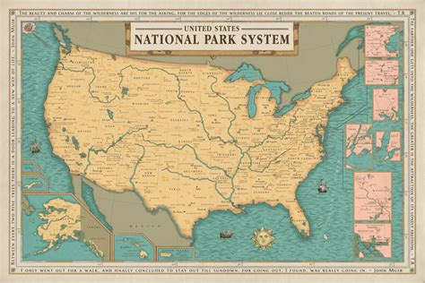 National Park System Units Map Poster National Park Service Etsy