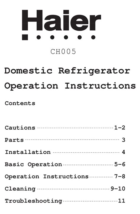 Haier Ch Refrigerator Operation Instructions Manual Manualslib