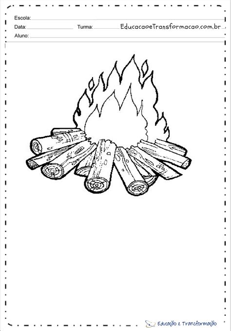 Desenhos de fogueira para colorir e imprimir Educação e Transformação