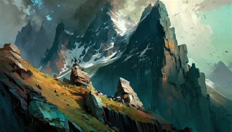 Wallpaper Ai Art Illustration Landscape Mountains Painting