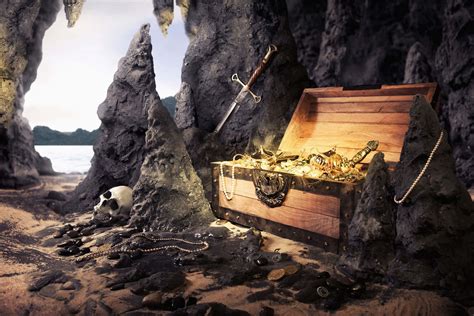Download Mysterious Treasure Chest On Sandy Beach