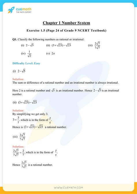 Ncert Solutions Class 9 Maths Chapter 1 Exercise 15 Number Systems Free Pdf