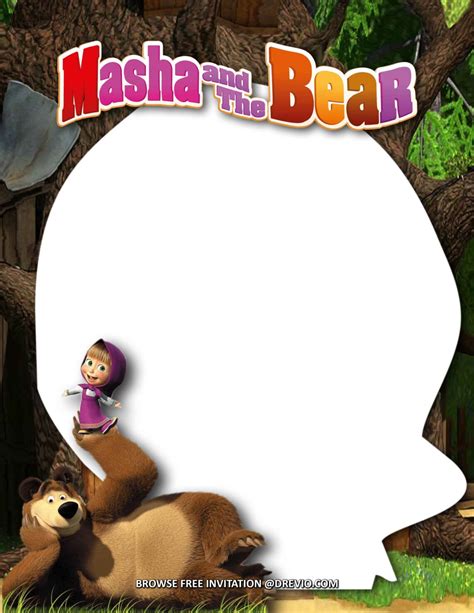 Free Invitations Masha And The Bear Birthday Invitations Party Ideas Download Hundreds