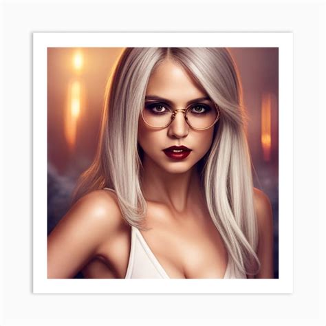 Beautiful Young Woman With Glasses Art Print By Jwollfe Fy