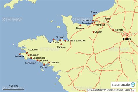 Stepmap Normandie Bretagne Landkarte Für Frankreich