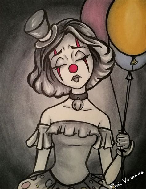 Dark Art Female Clown Balloons Circus Carnival Disney Art Drawings