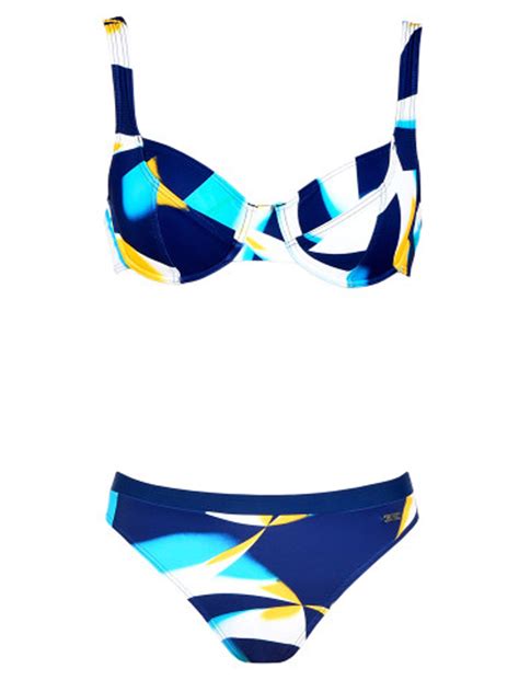 Naturana Naturana Blue Abstract Print Wired Bikini Set Size