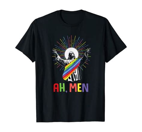 Amazon Com Ah Men Funny LGBTQ Jesus Gay Pride Month T Shirt Clothing