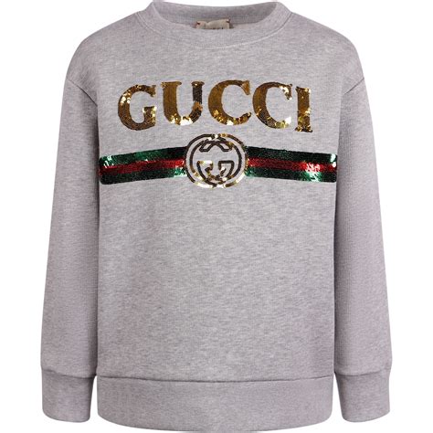 Gucci Girls Sequined Gg Sweatshirt In Grey Bambinifashioncom