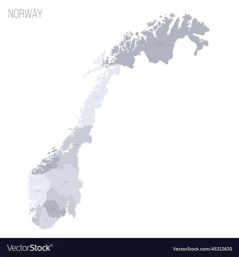 Norway Political Map Of Administrative Divisions Vector Image
