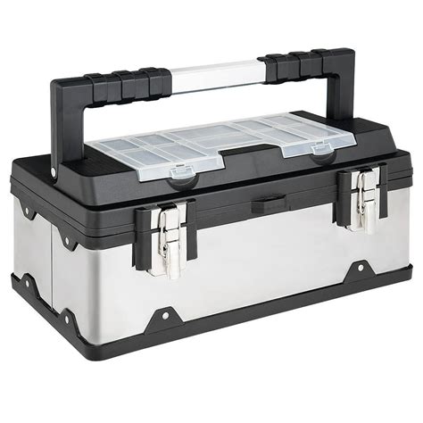 Goplus 18 Inch Tool Box Stainless Steel And Plastic Portable Organizer