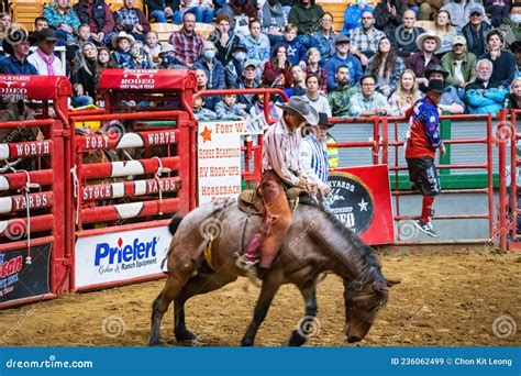 Saddle Bronc And Bareback Bronc Riding Competition In The Stockyards Championship Rodeo