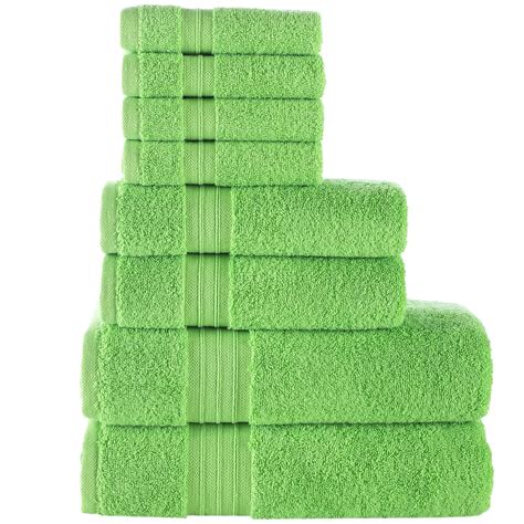 Qute Home Lawn Green Towels Set Of 8 Bosporus Collection Towel Set