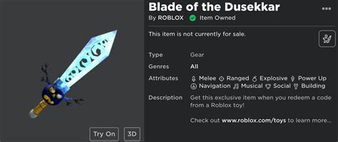Redeem Page Roblox Catalog Blade Of The Dusekkar Roblox Working
