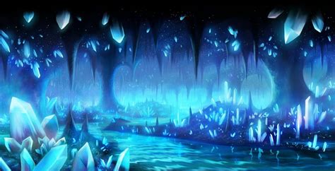 Crystal Cave Glow Scenic Bonito Magic Cave Anime Dark Beauty