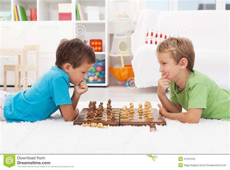 Two Boys Playing Chess Stock Image Image Of Learning 21310153