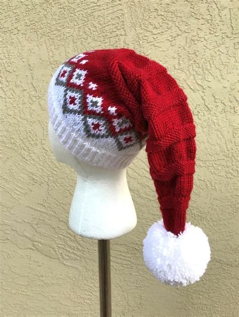 A variety of beanie hat knitting patterns with cables, texture, colorwork. Holiday Colorwork Hat (Beanie/ Santa Hat) Knitting pattern ...