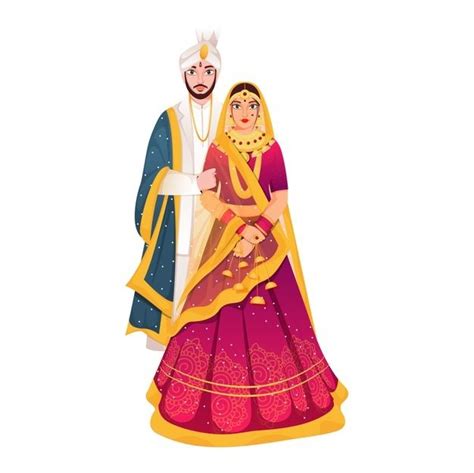 Premium Vector Hindu Newly Wed Couple Illustration Indian Wedding