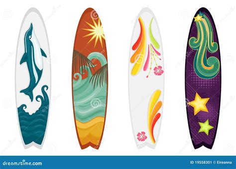 Surfboards Set Of Four Stock Vector Illustration Of Vacation 19558301