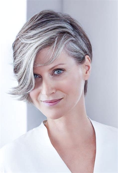 Looking for a few very short haircuts and hairstyles to try this year? Natural Short Grey Hair Wigs For Women Over 40 - Rewigs.com