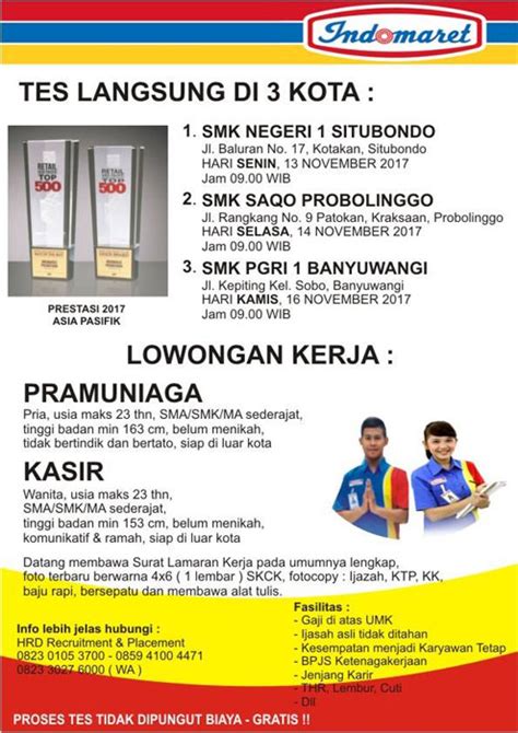 Lowongan kerja di indomaret,cek di sini! Loker INDOMARET 2017 Situbondo, Probolinggo, Banyuwangi ...