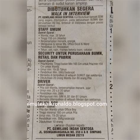 Lowongan kerja di tangerang februari 2021 temukan loker terbaru yang sesuai dengan lokasi, pendidikan, dan minat anda. Lowongan Kerja Medan Perusahaan BUMN - loker Medan ...