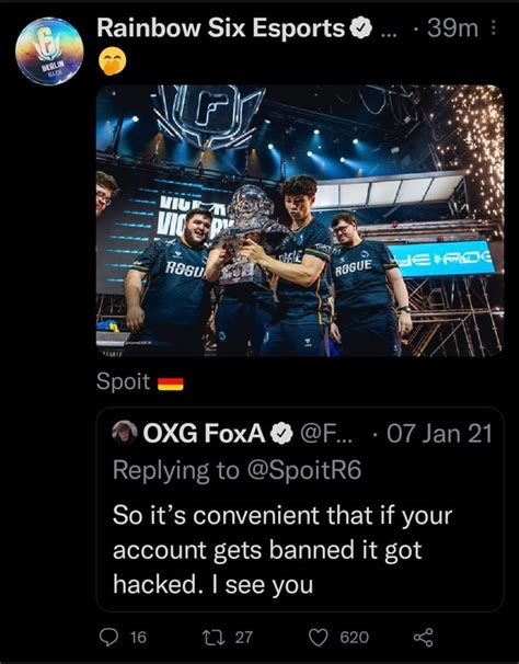 Nothing To See Here Just R6esport Calling Out Foxar6 Rr6proleague