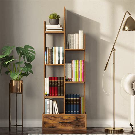 Buy Rolanstar Bookshelf Bookcase With Drawer Free Standing Tree