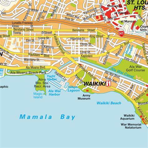 Map Honolulu Hi Hawaii Usa City Center Central Downtown Maps And