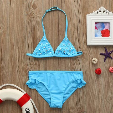 Infant Kid Girls Crystal Bowknot Adjustable Bathing Suit Swimwear Swimsuit Bikini Set Outfits