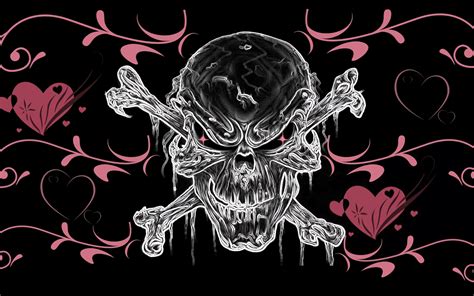 Skull And Pink Hearts