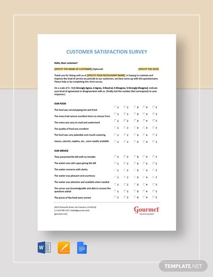 Satisfaction Survey Examples Format Word Pages Pdf