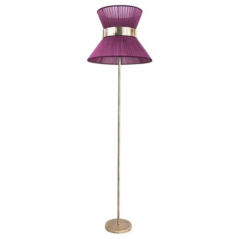 Tiffany Contemporary Floor Lamp 30 Purple Silk Antiqued Silvered